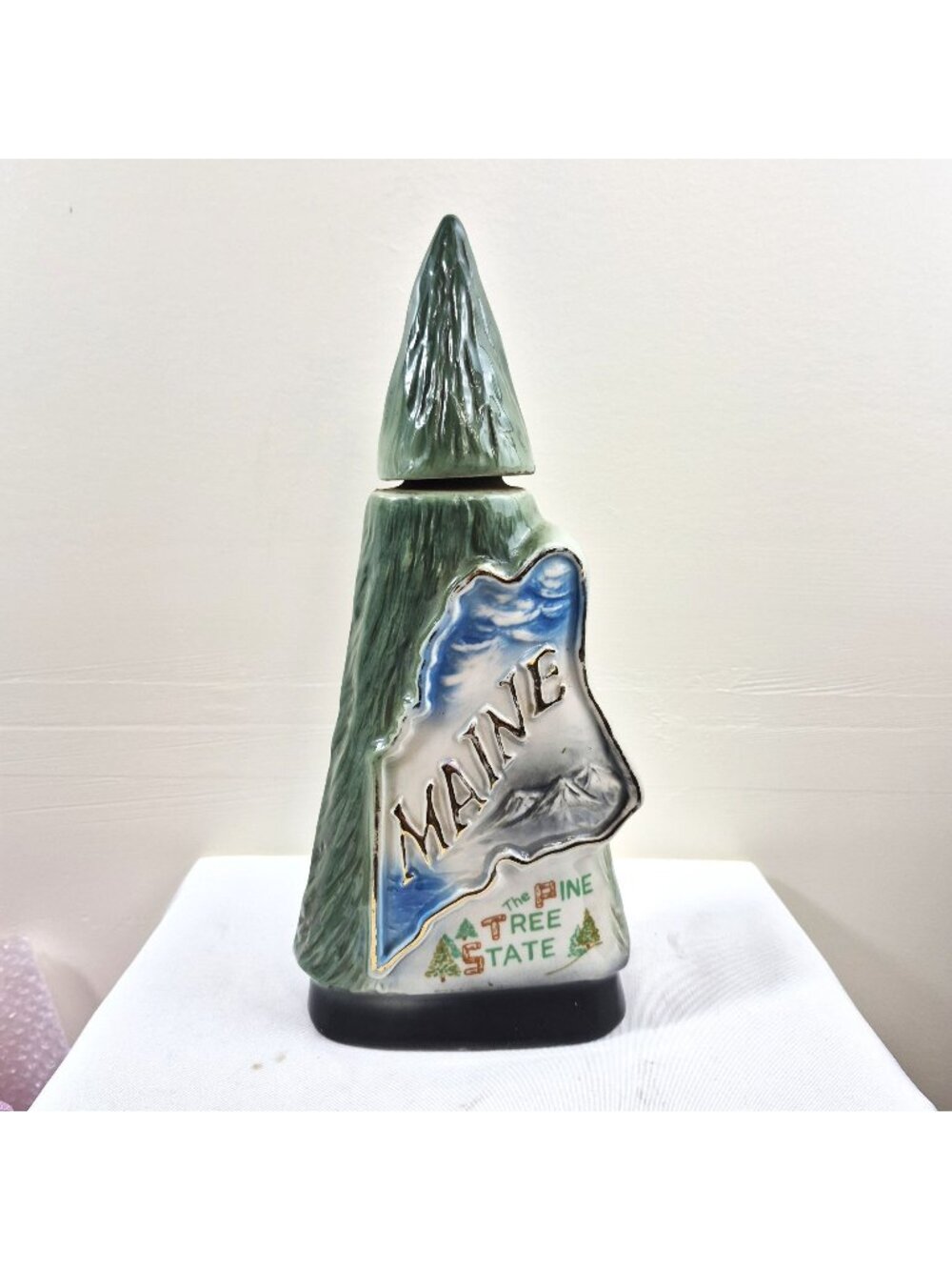 Vintage Regal China Maine Pine Tree State Empty Decanter 150th Anniversary 1970